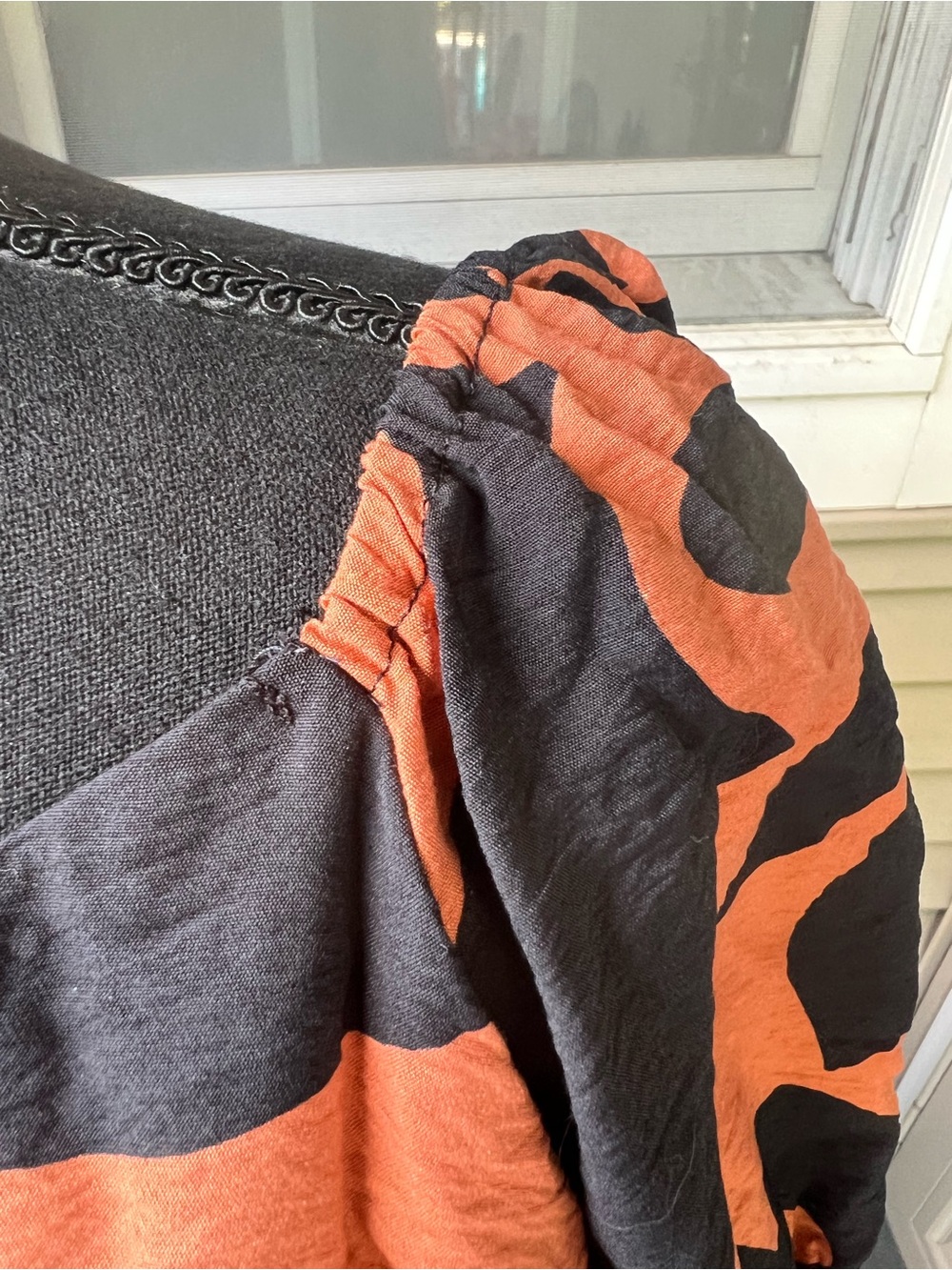 Nine West-Black and Orange Floral Babydoll Dress - Picture 6 of 9